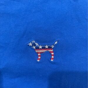 Blue T-Shirt with Patriotic Dog Embroidery
